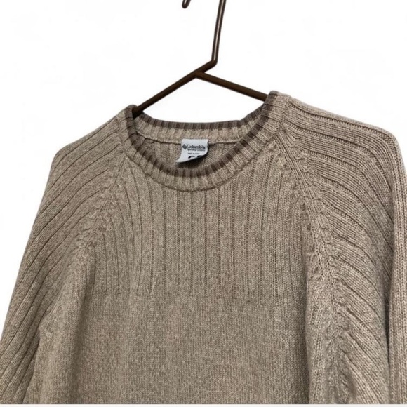 Columbia Men’s Sweater, 100% Cotton, Brown, Beige, Tan Fall Winter, Size Medium - Picture 3 of 7